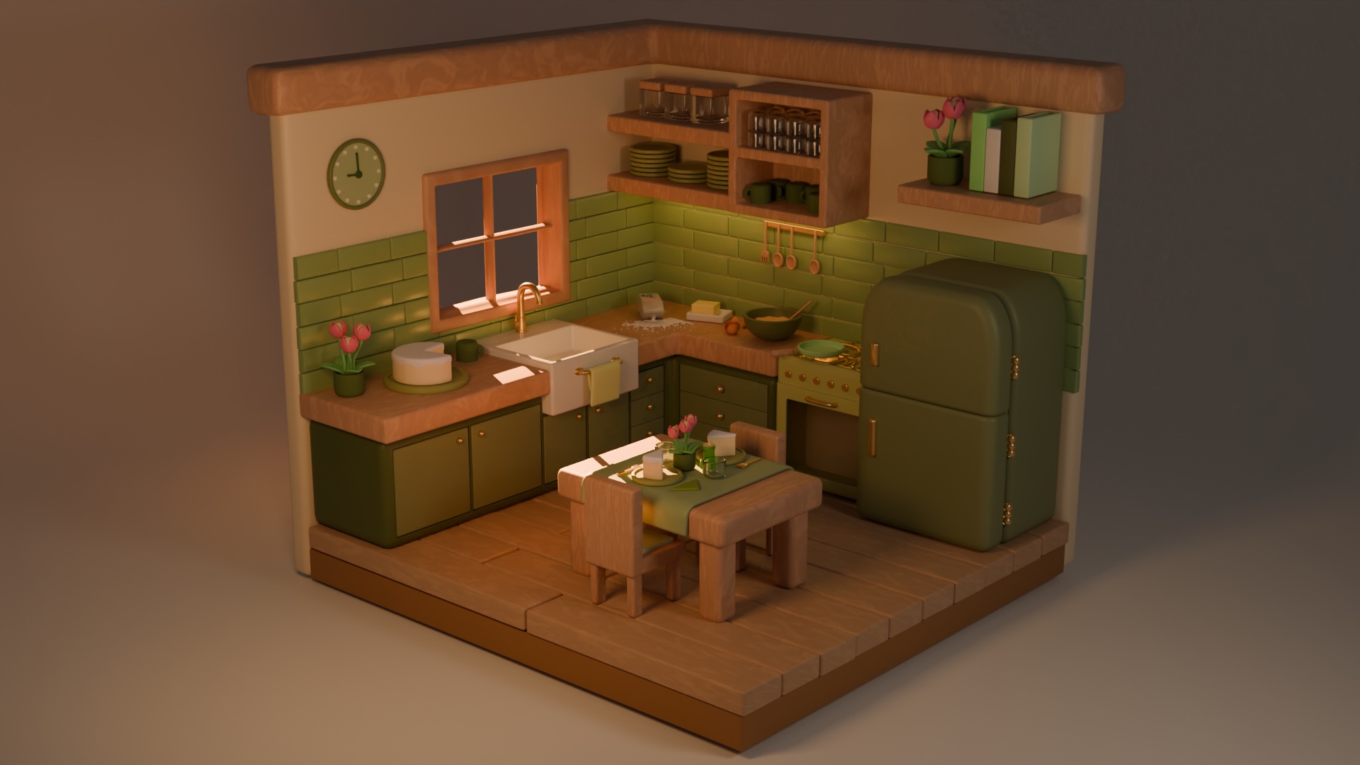 Isometric kitchen render